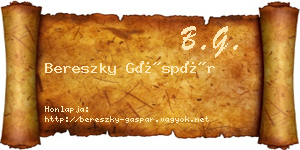 Bereszky Gáspár névjegykártya